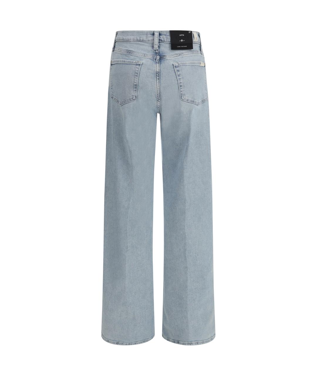 7 FOR ALL MANKIND Голубые хлопковые прямые джинсы, фото 2