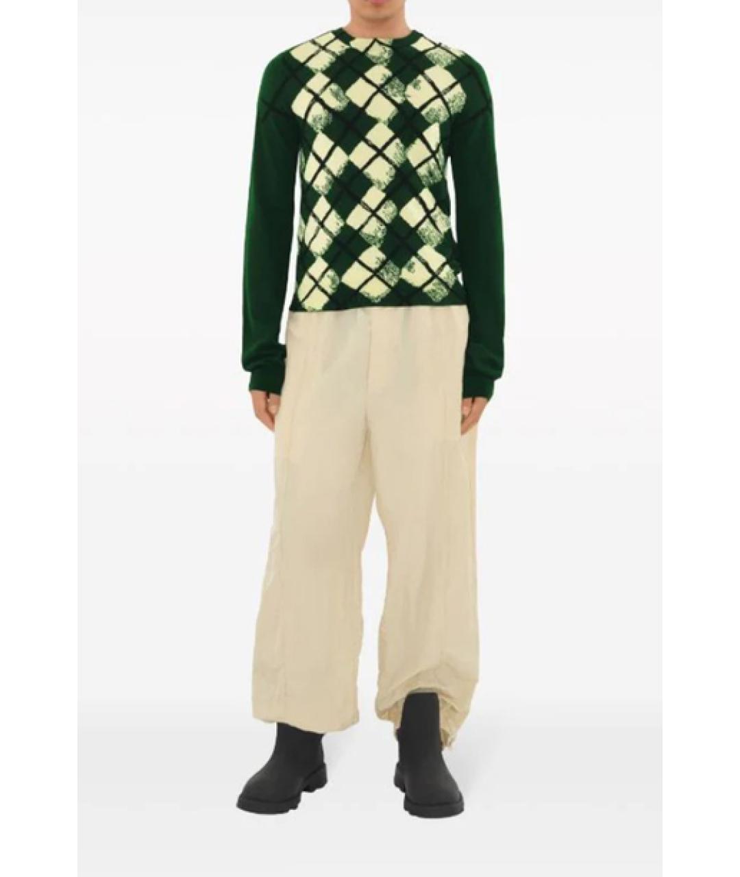 BURBERRY Зеленый шерстяной джемпер / свитер, фото 2