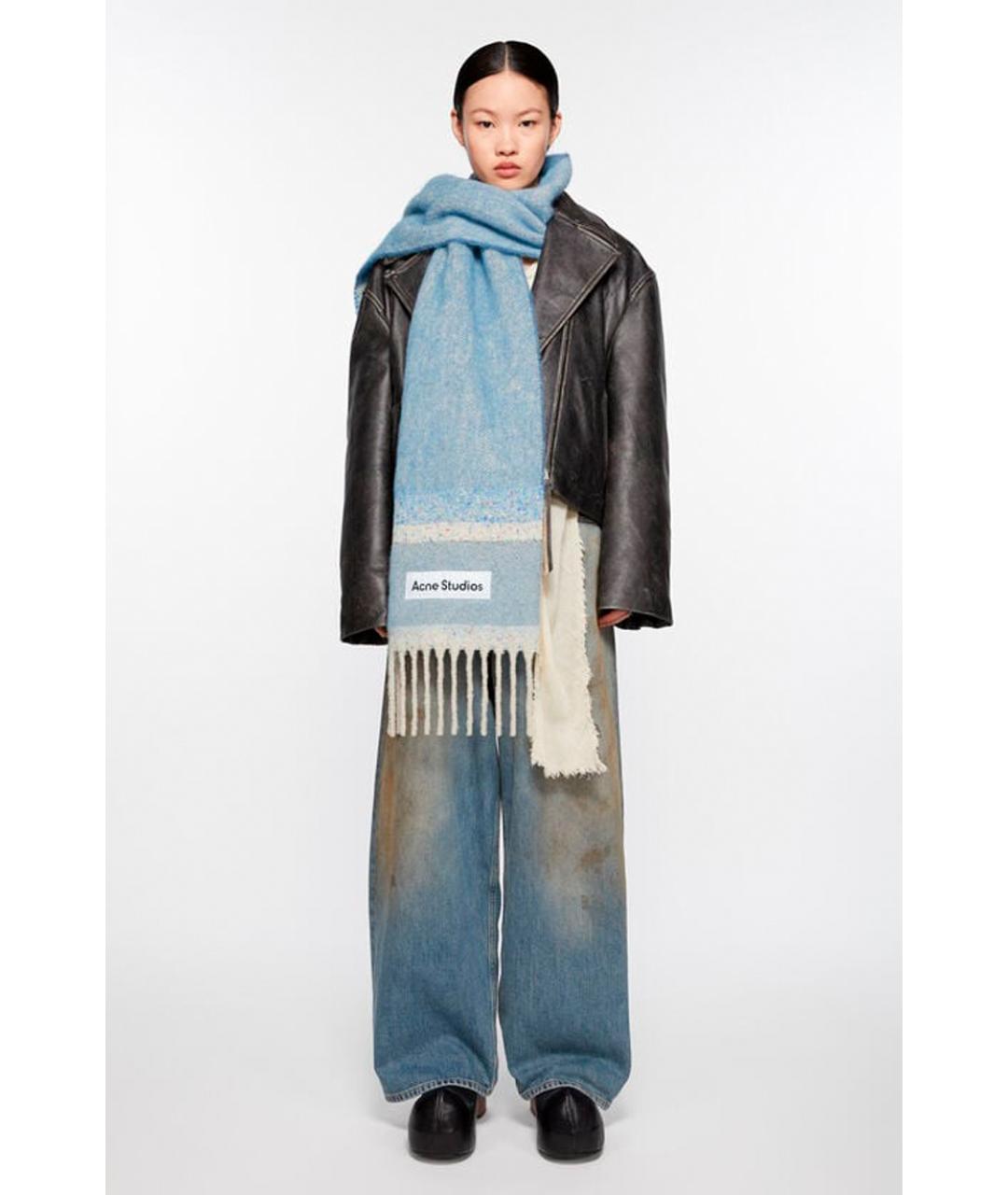 ACNE STUDIOS Голубой шерстяной шарф, фото 2