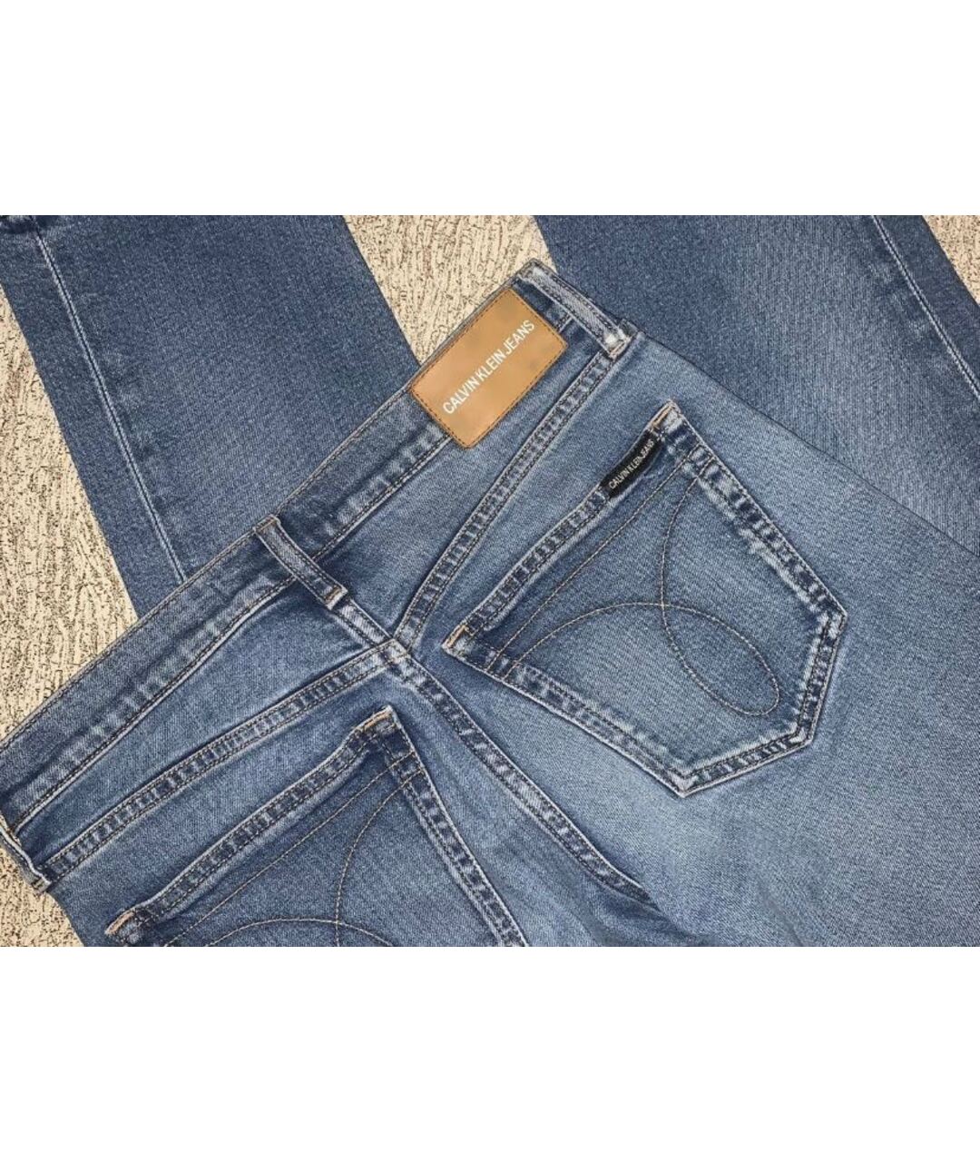 CALVIN KLEIN JEANS Синие хлопковые прямые джинсы, фото 4