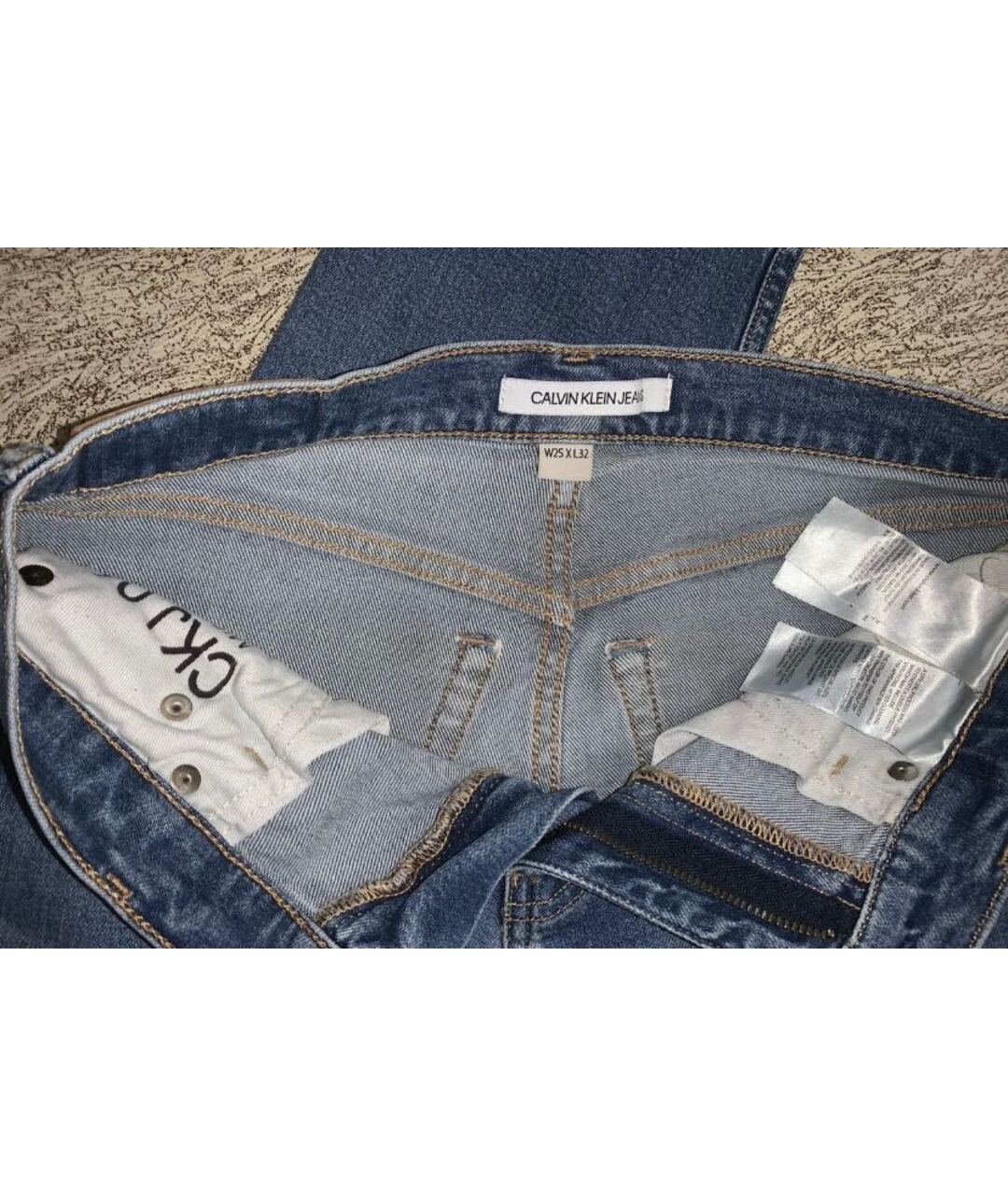 CALVIN KLEIN JEANS Синие хлопковые прямые джинсы, фото 3