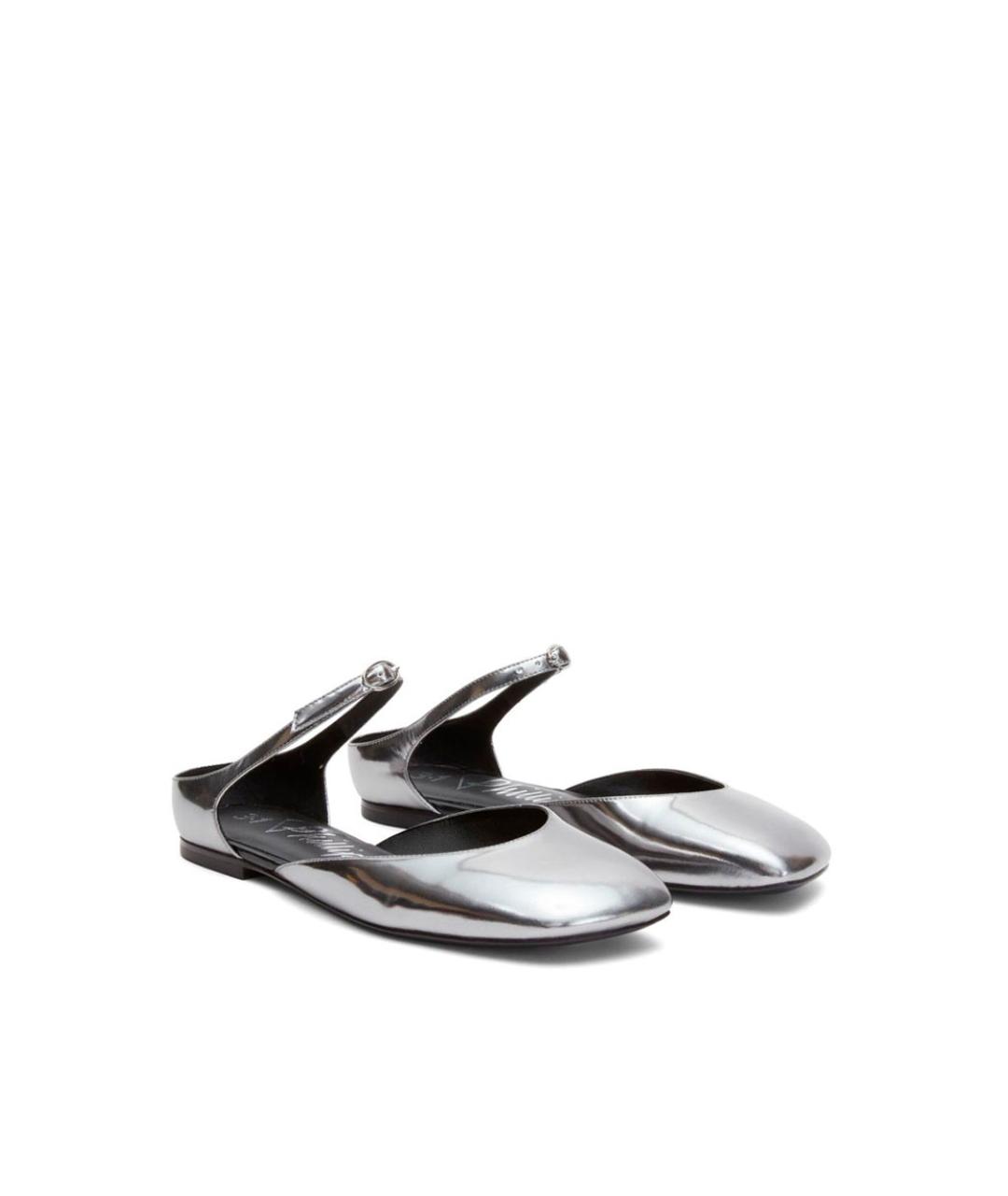 3.1 PHILLIP LIM Серебряные кожаные балетки, фото 3