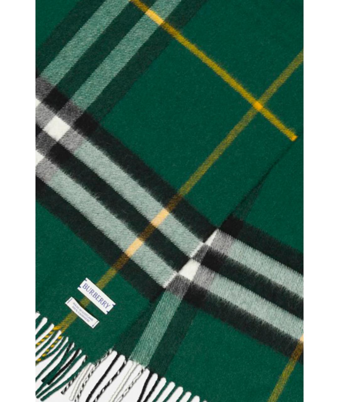 BURBERRY Зеленый шерстяной шарф, фото 2