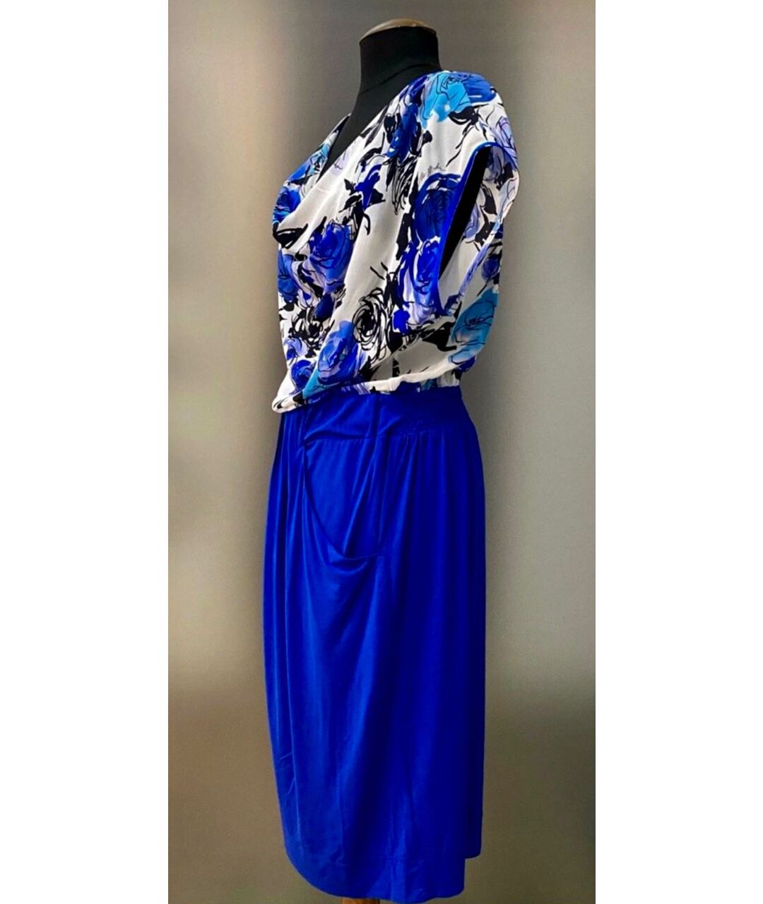 MARIA GRAZIA SEVERI Синее шелковое платье, фото 3