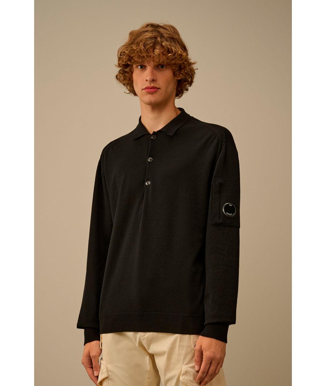 CP COMPANY Черное поло с длинным рукавом, фото 2
