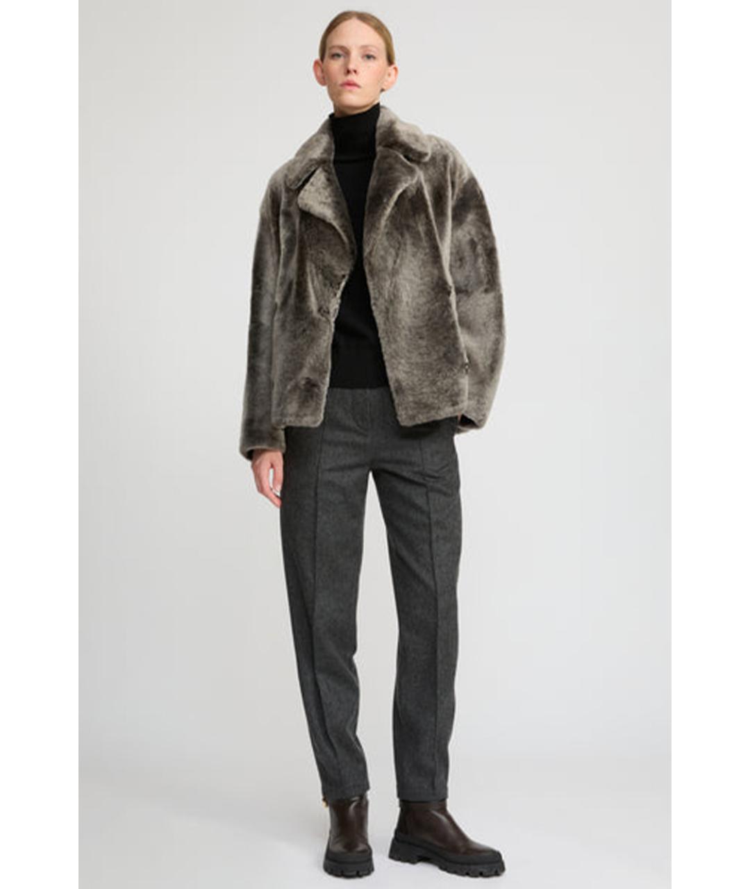YVES SALOMON Серая дубленка, фото 3