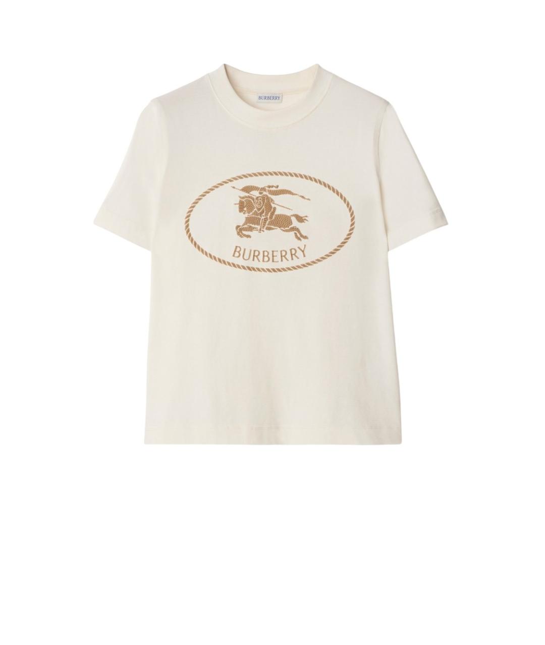 BURBERRY Бежевая хлопковая футболка, фото 1
