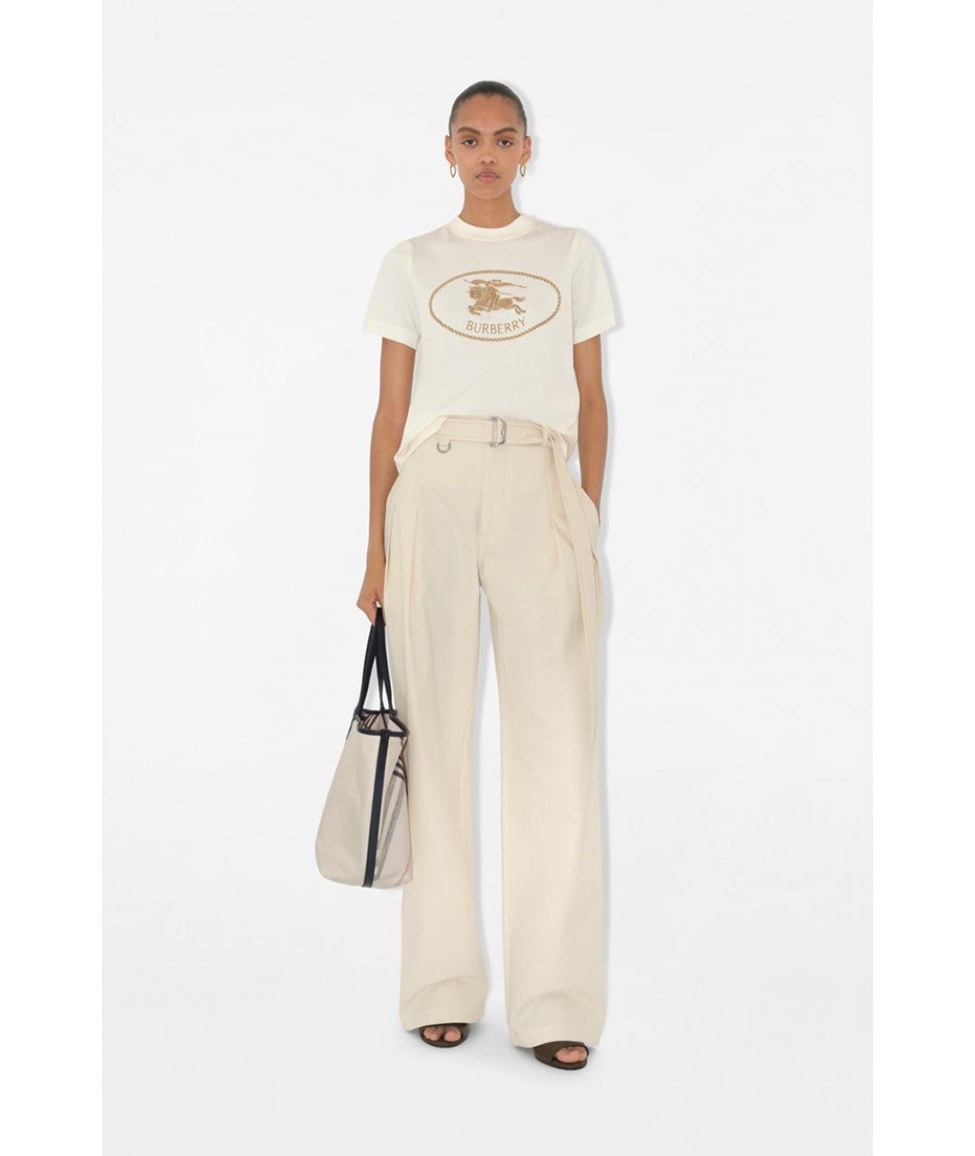 BURBERRY Бежевая хлопковая футболка, фото 2
