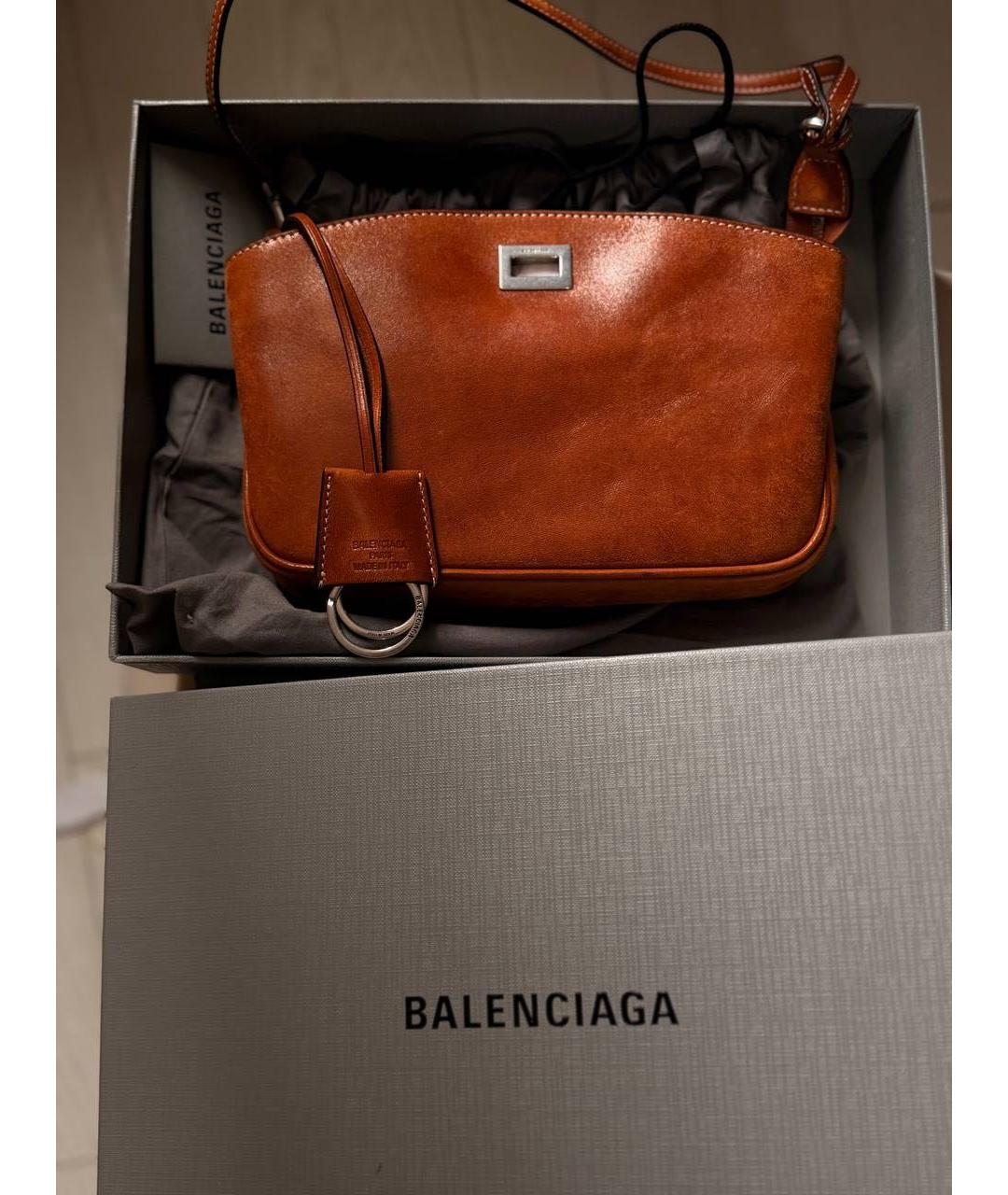 BALENCIAGA Коричневая кожаная сумка через плечо, фото 8