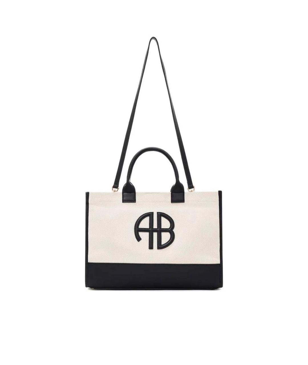 ANINE BING Бежевая тканевая сумка с короткими ручками, фото 3