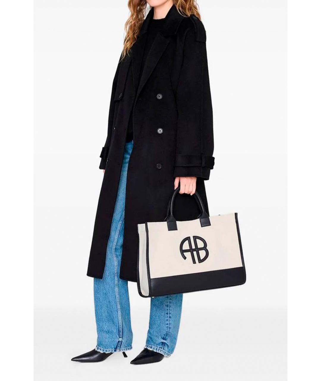 ANINE BING Бежевая тканевая сумка с короткими ручками, фото 2