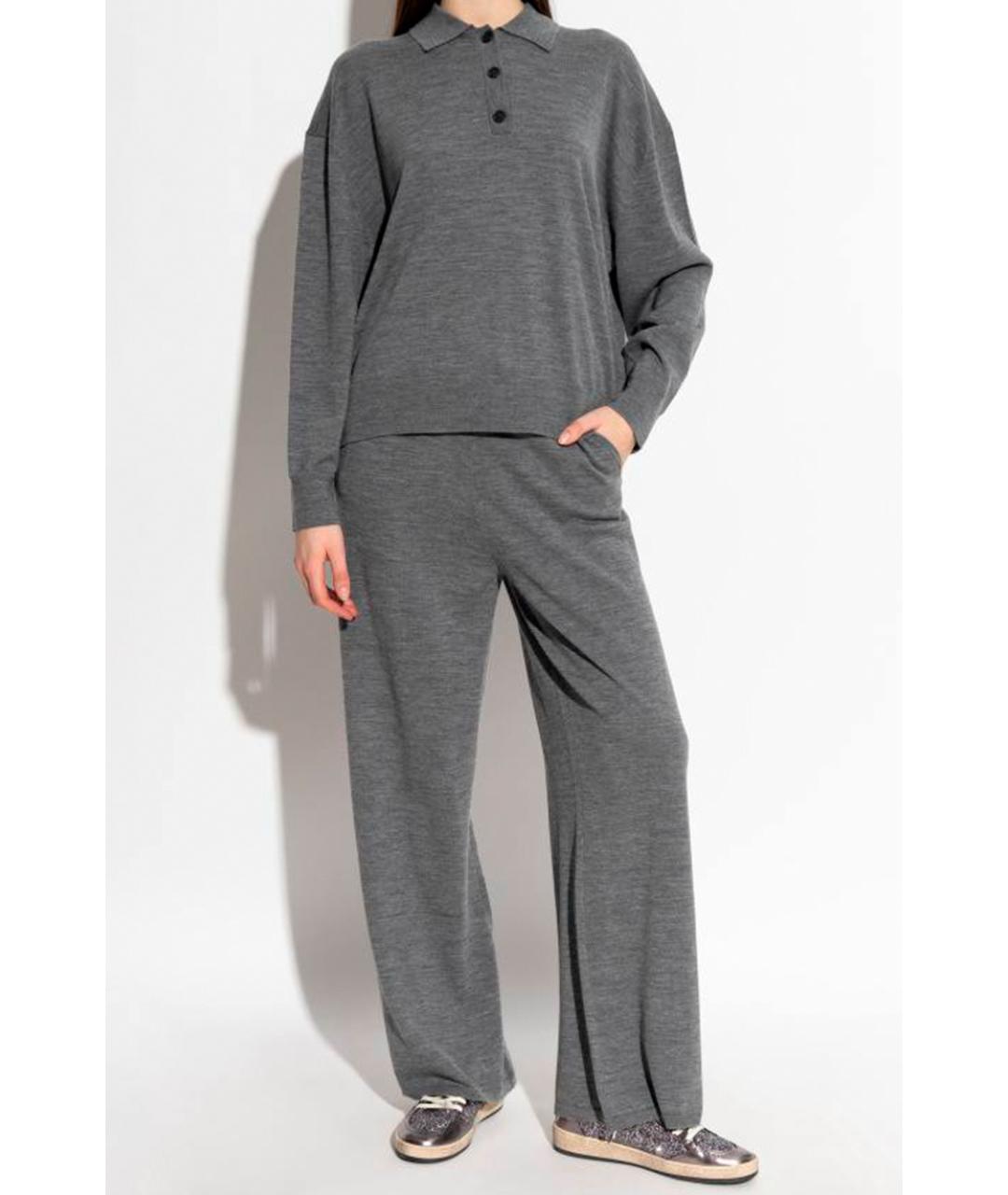 ANINE BING Серые прямые брюки, фото 3