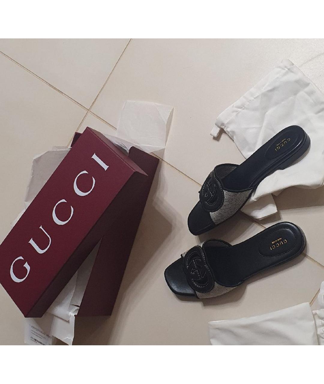 GUCCI Черные шлепанцы, фото 3