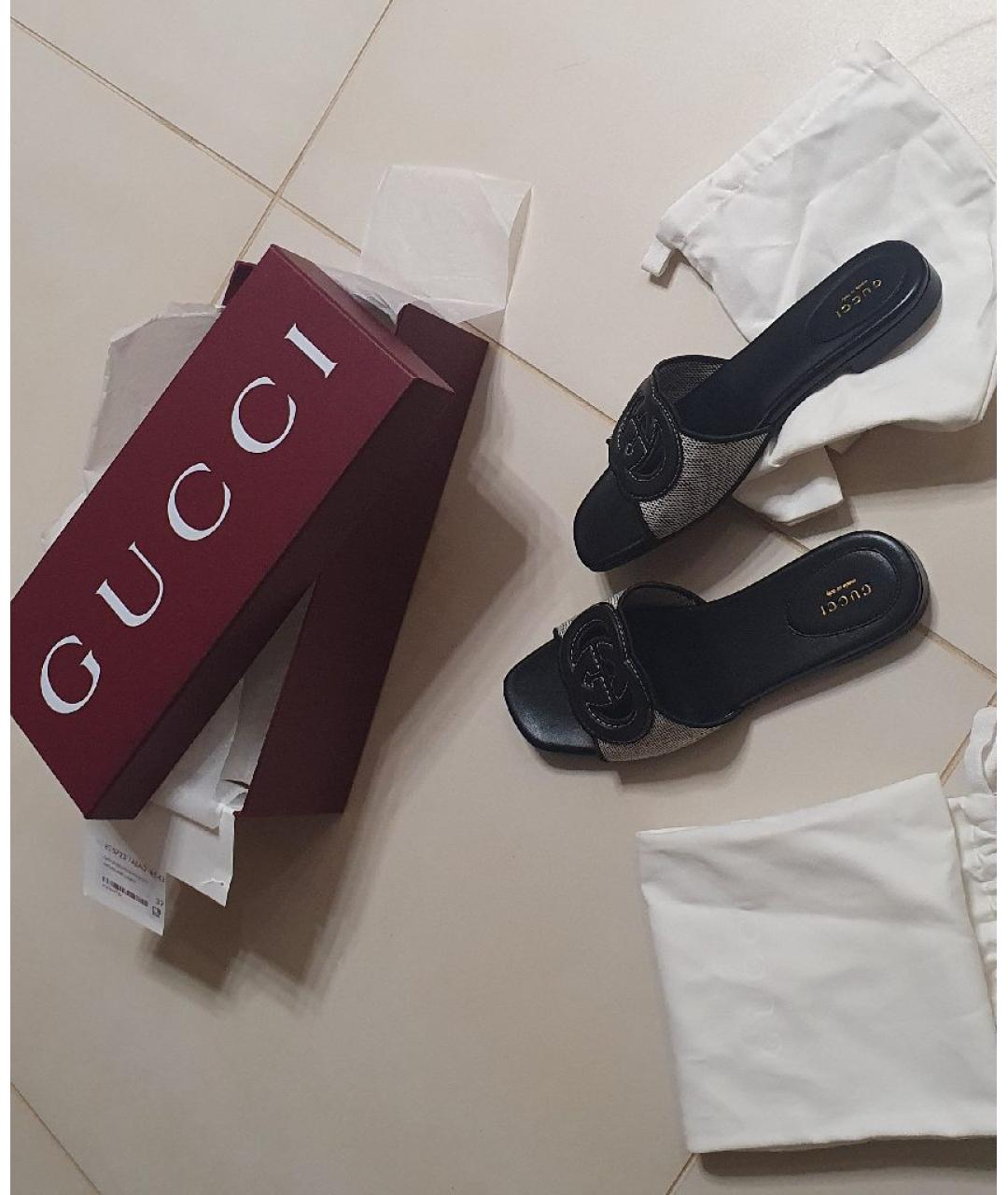GUCCI Черные шлепанцы, фото 7