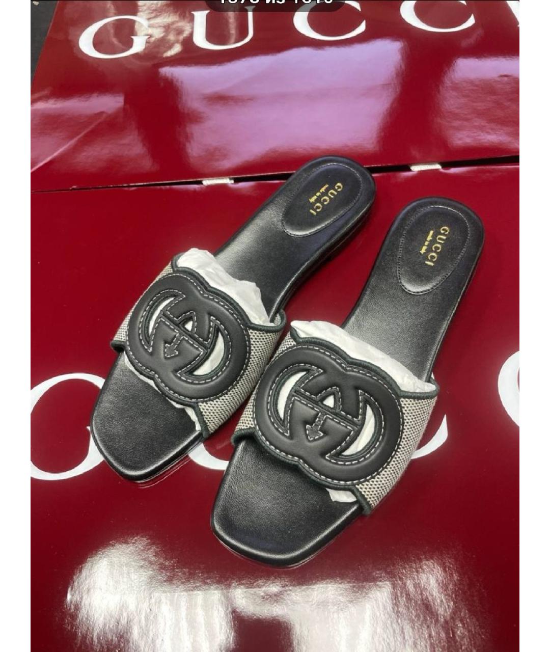 GUCCI Черные шлепанцы, фото 2
