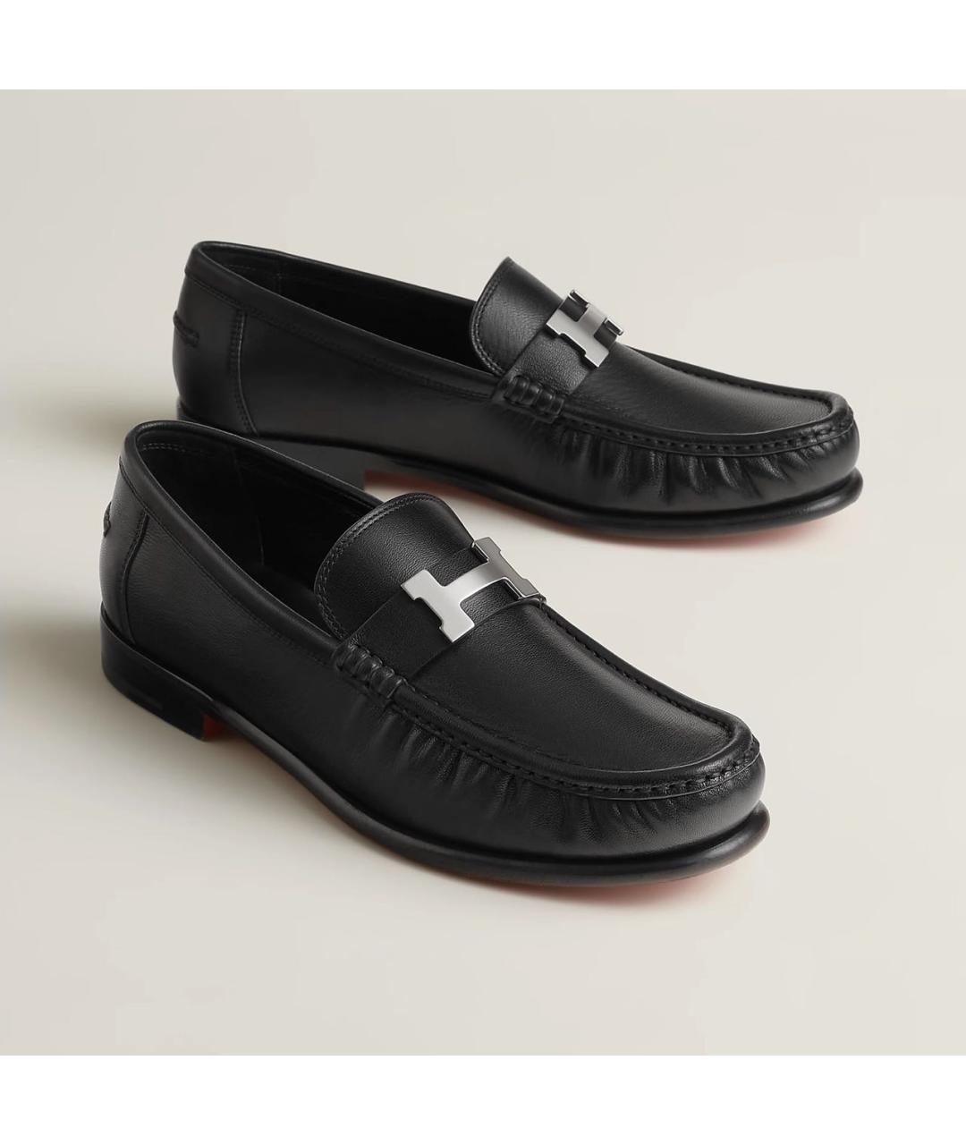 HERMES Черные кожаные лоферы, фото 3