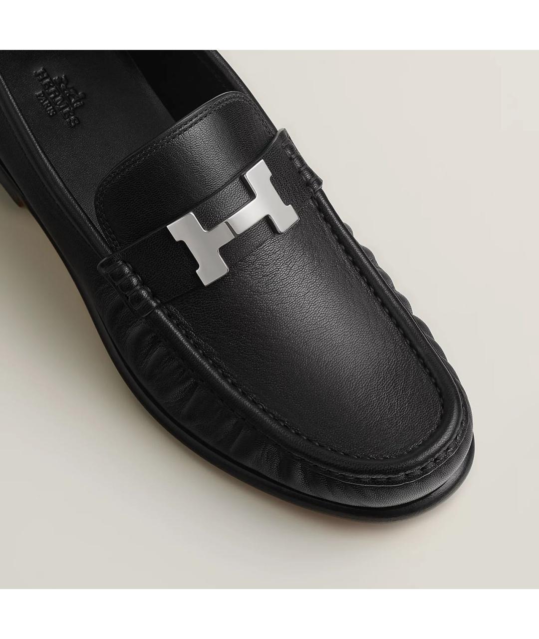HERMES Черные кожаные лоферы, фото 4