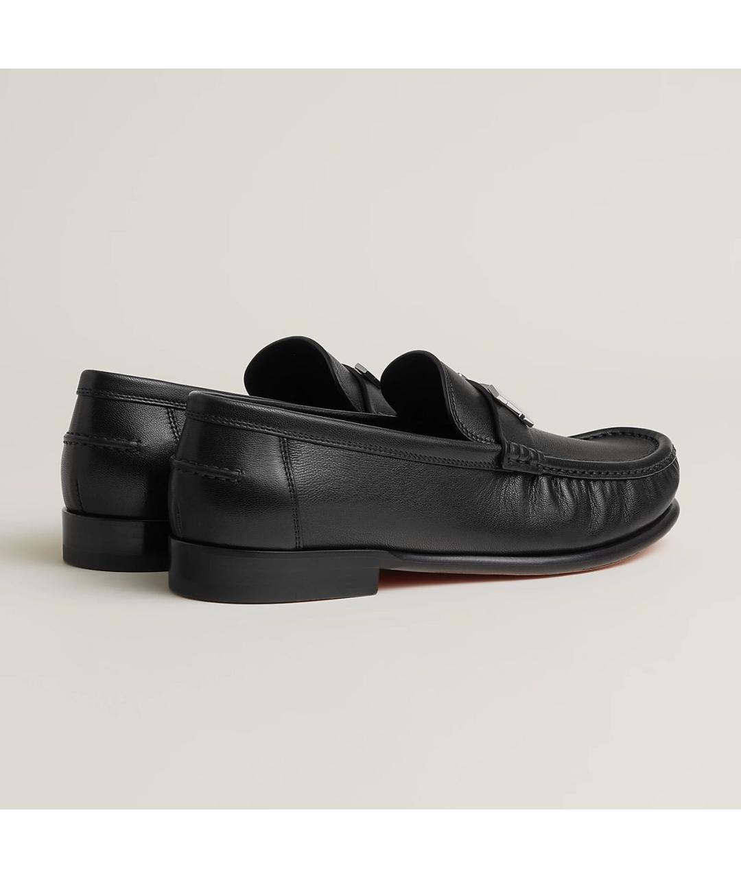 HERMES Черные кожаные лоферы, фото 2