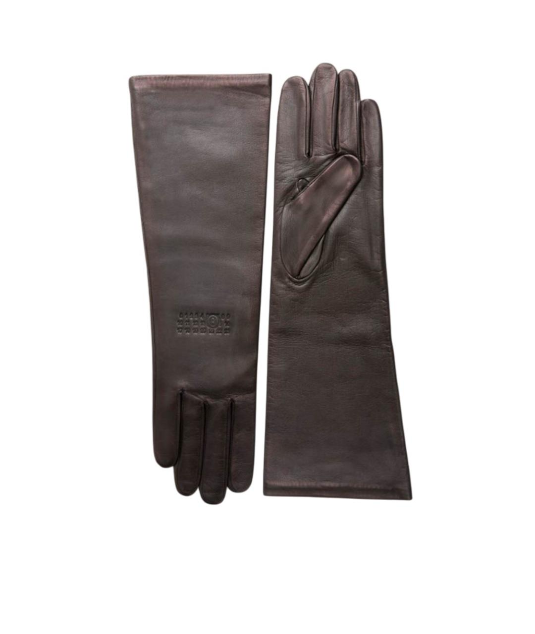 MM6 MAISON MARGIELA Коричневые кожаные перчатки, фото 1