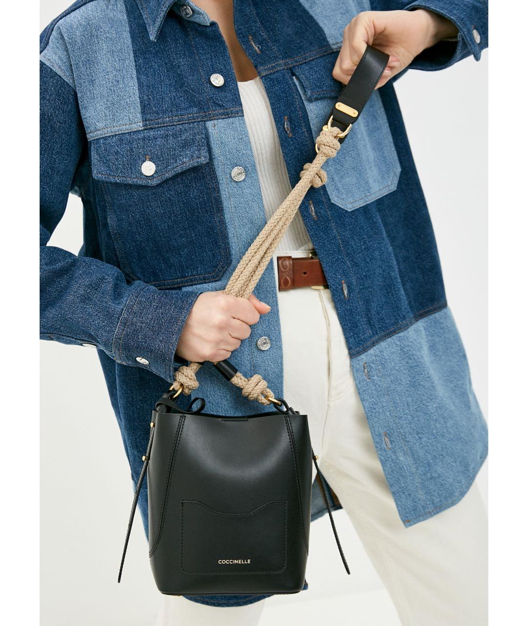 COCCINELLE Черная кожаная сумка через плечо, фото 2