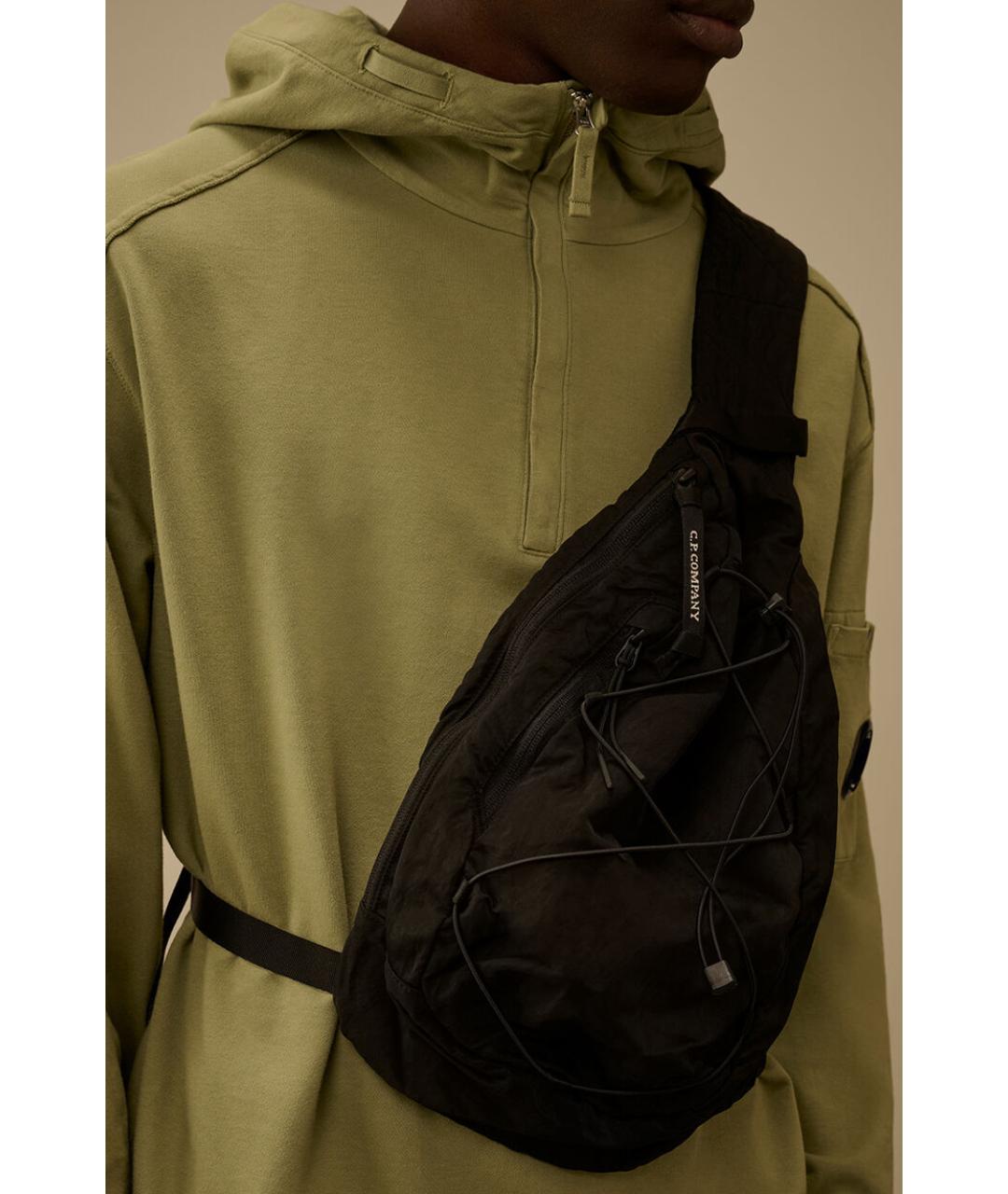 CP COMPANY Черная синтетическая сумка на плечо, фото 2