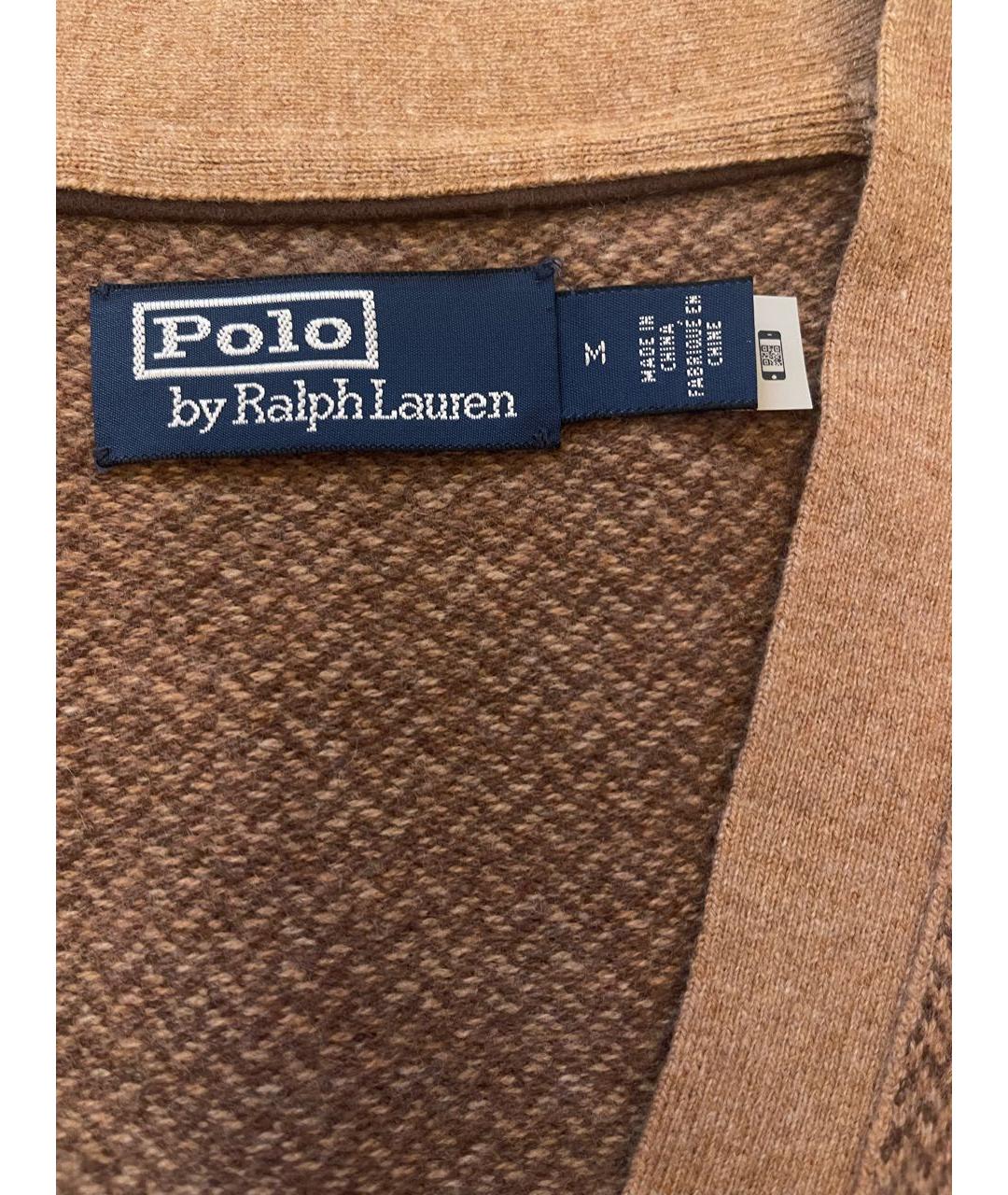 POLO RALPH LAUREN Коричневый шерстяной кардиган, фото 3