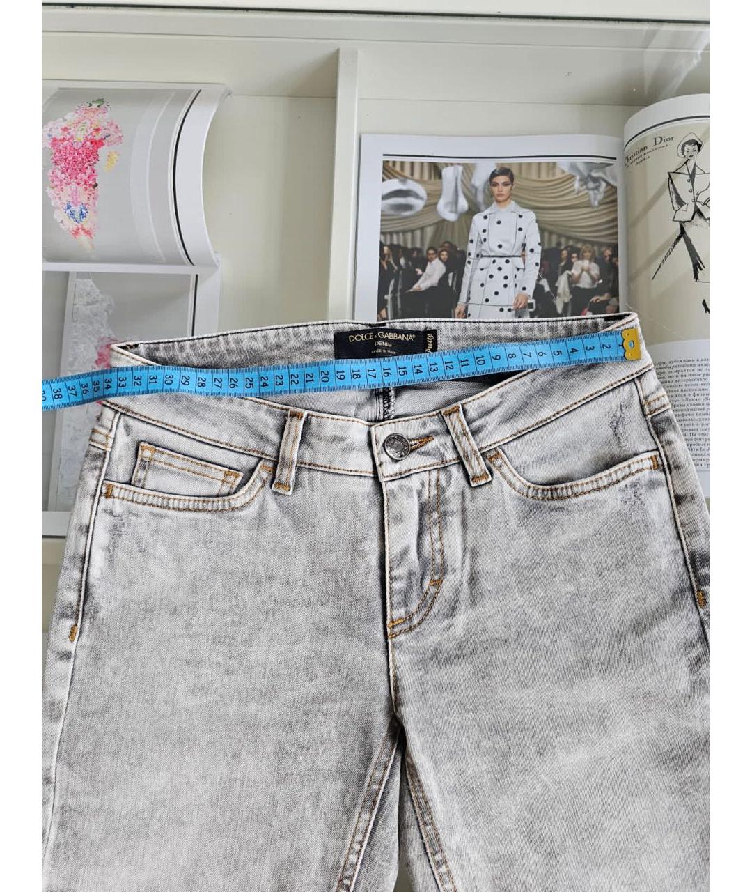 DOLCE&GABBANA Серые хлопковые джинсы слим, фото 6