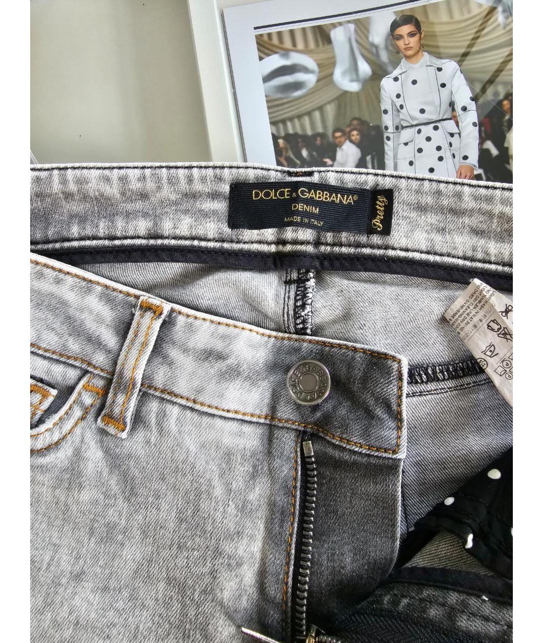 DOLCE&GABBANA Серые хлопковые джинсы слим, фото 4