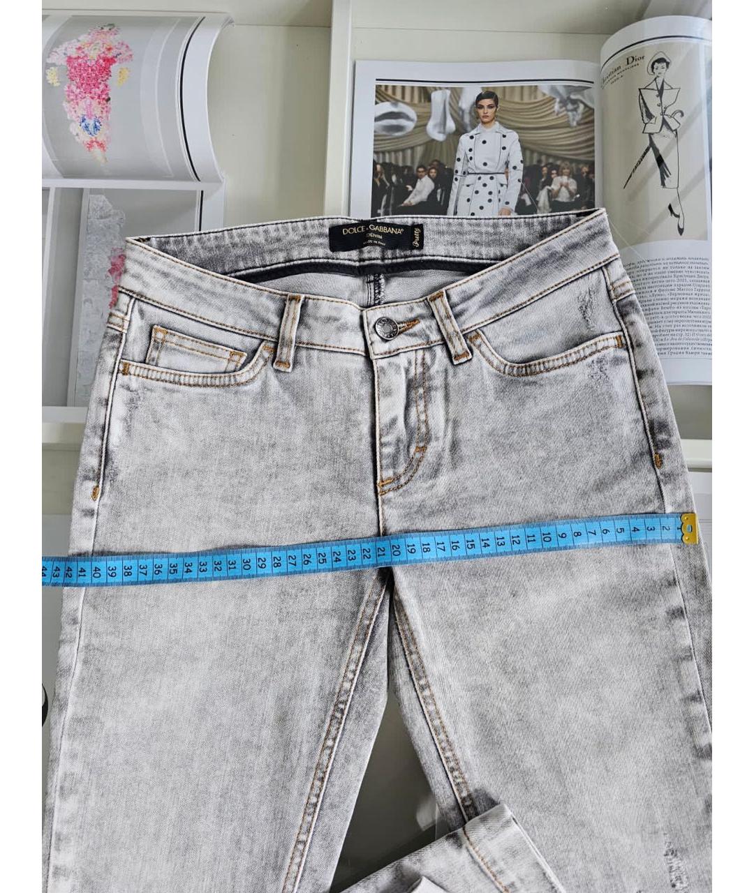 DOLCE&GABBANA Серые хлопковые джинсы слим, фото 7