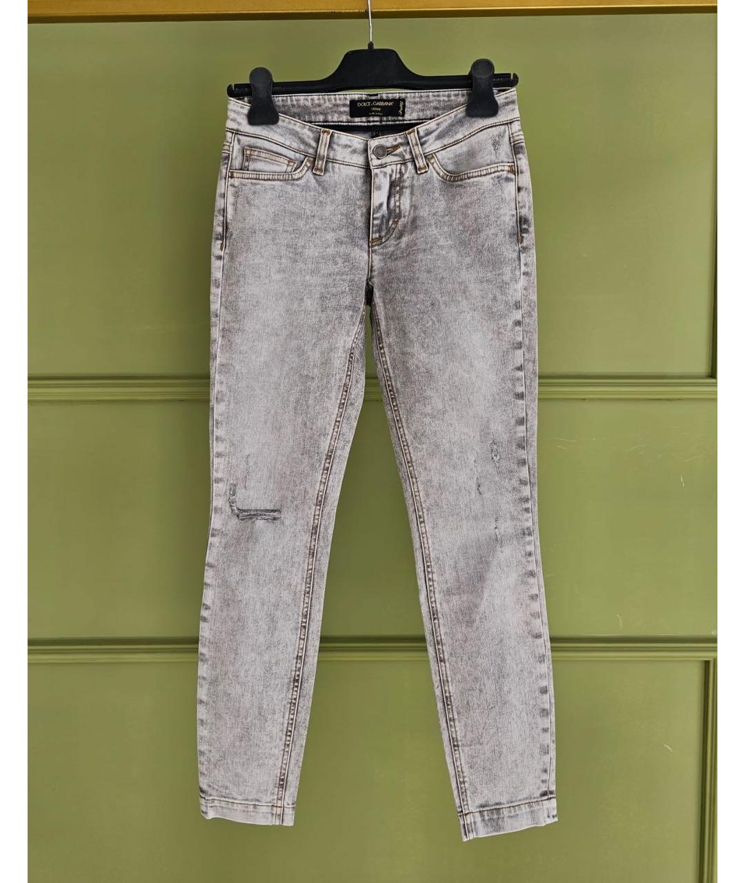DOLCE&GABBANA Серые хлопковые джинсы слим, фото 9