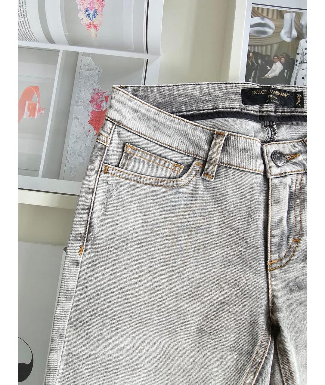 DOLCE&GABBANA Серые хлопковые джинсы слим, фото 3