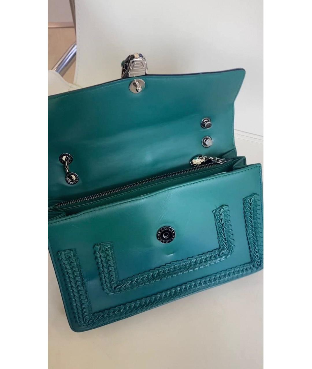 BVLGARI Зеленая кожаная сумка через плечо, фото 3