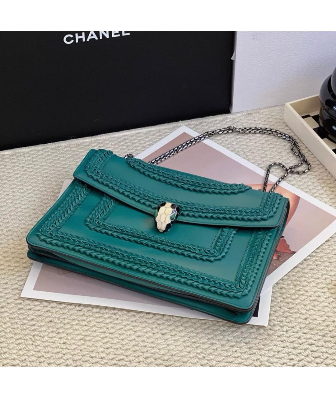 BVLGARI Зеленая кожаная сумка через плечо, фото 2