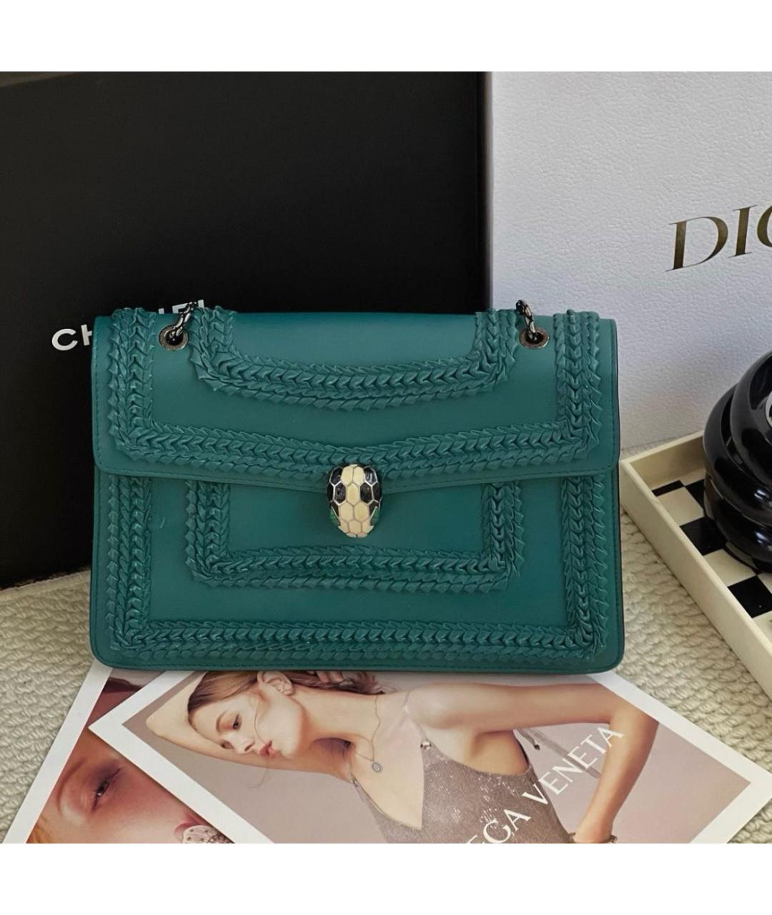 BVLGARI Зеленая кожаная сумка через плечо, фото 4