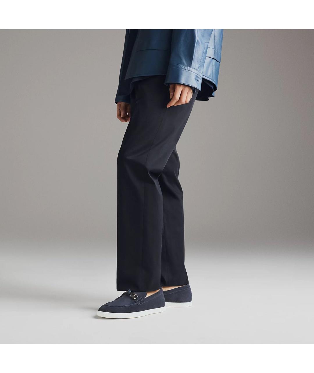 HERMES Темно-синие замшевые лоферы, фото 5