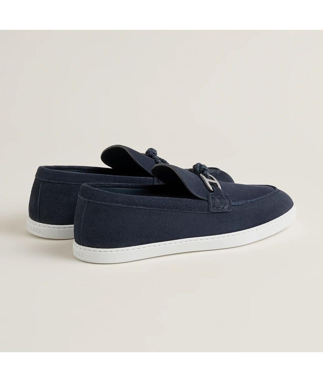 HERMES Темно-синие замшевые лоферы, фото 4