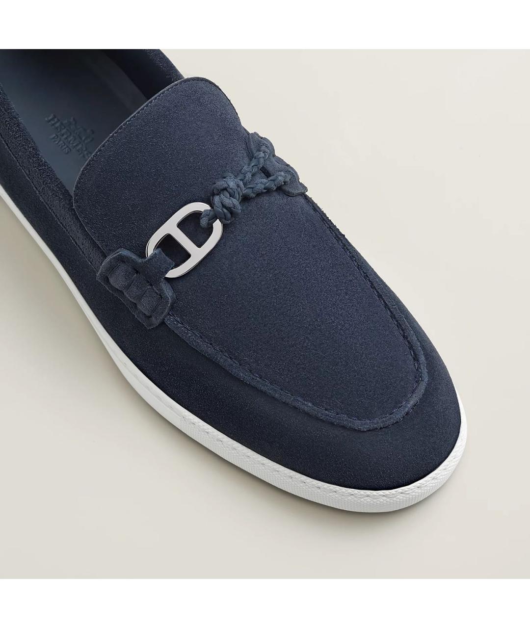 HERMES Темно-синие замшевые лоферы, фото 3