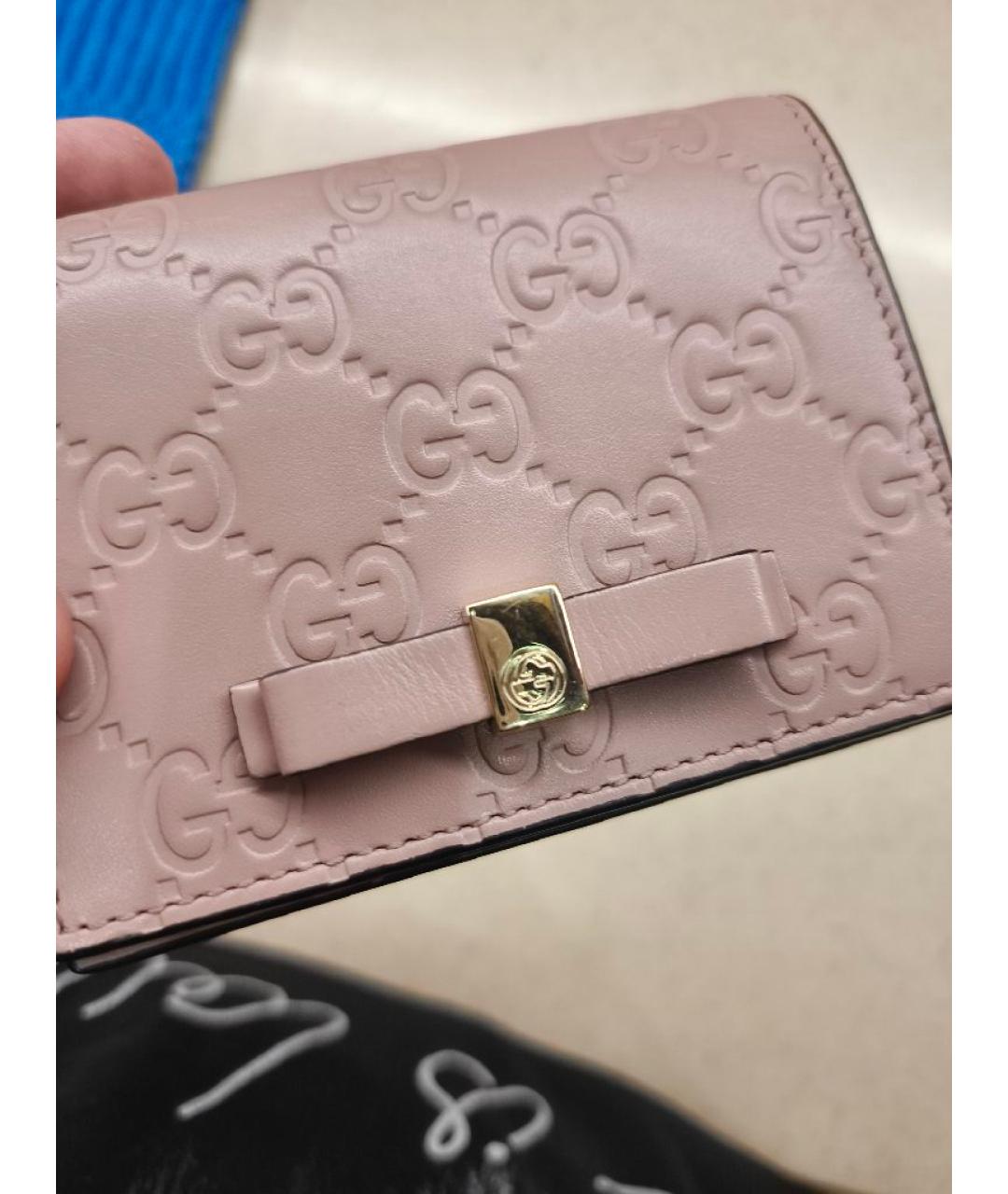 GUCCI Розовый кожаный кардхолдер, фото 8