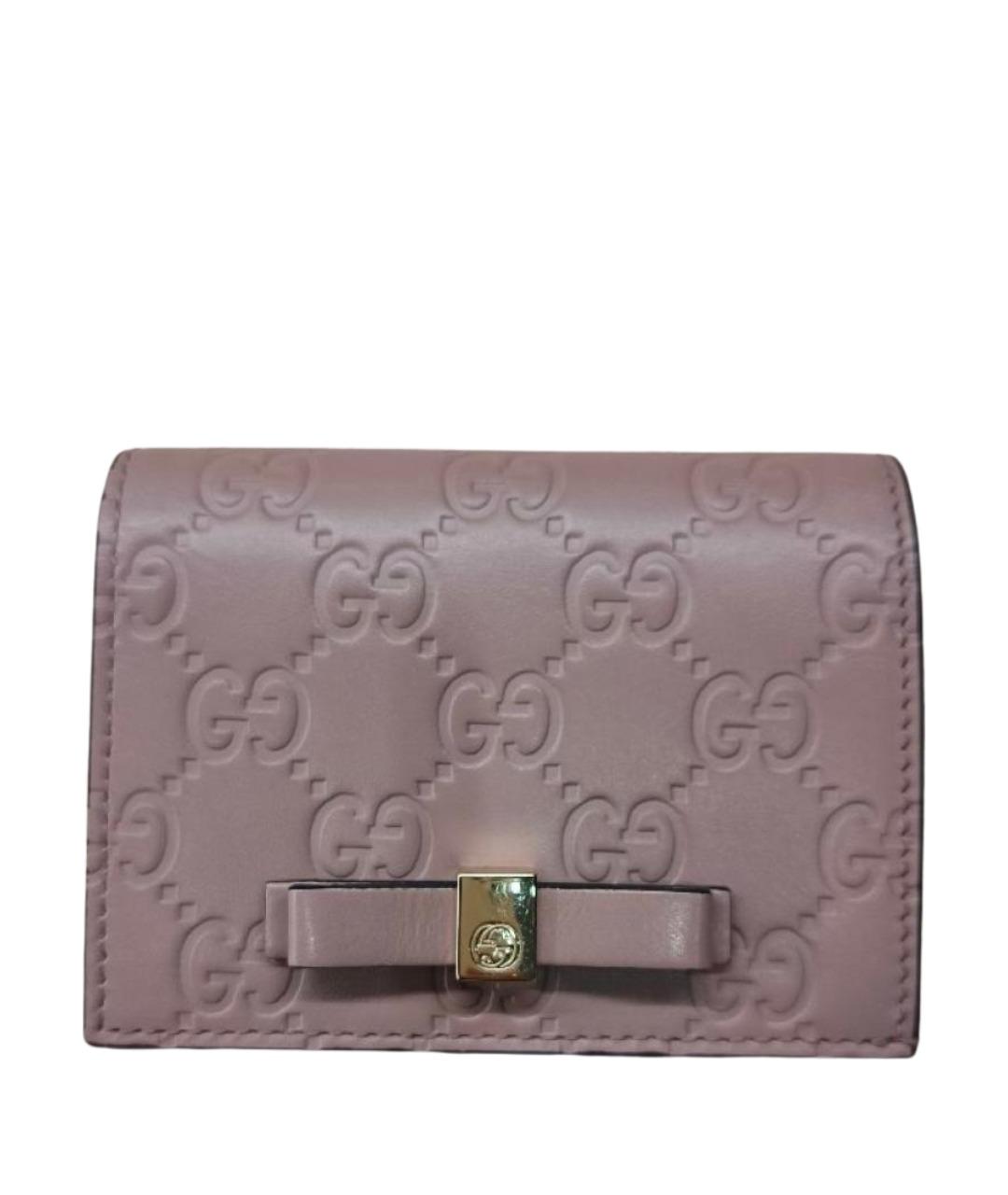 GUCCI Розовый кожаный кардхолдер, фото 1