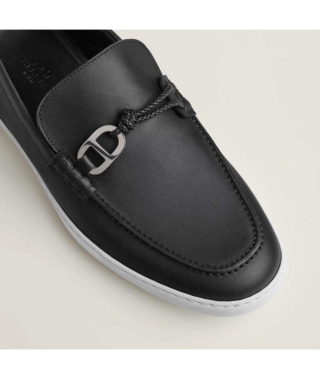 HERMES Черные кожаные лоферы, фото 5