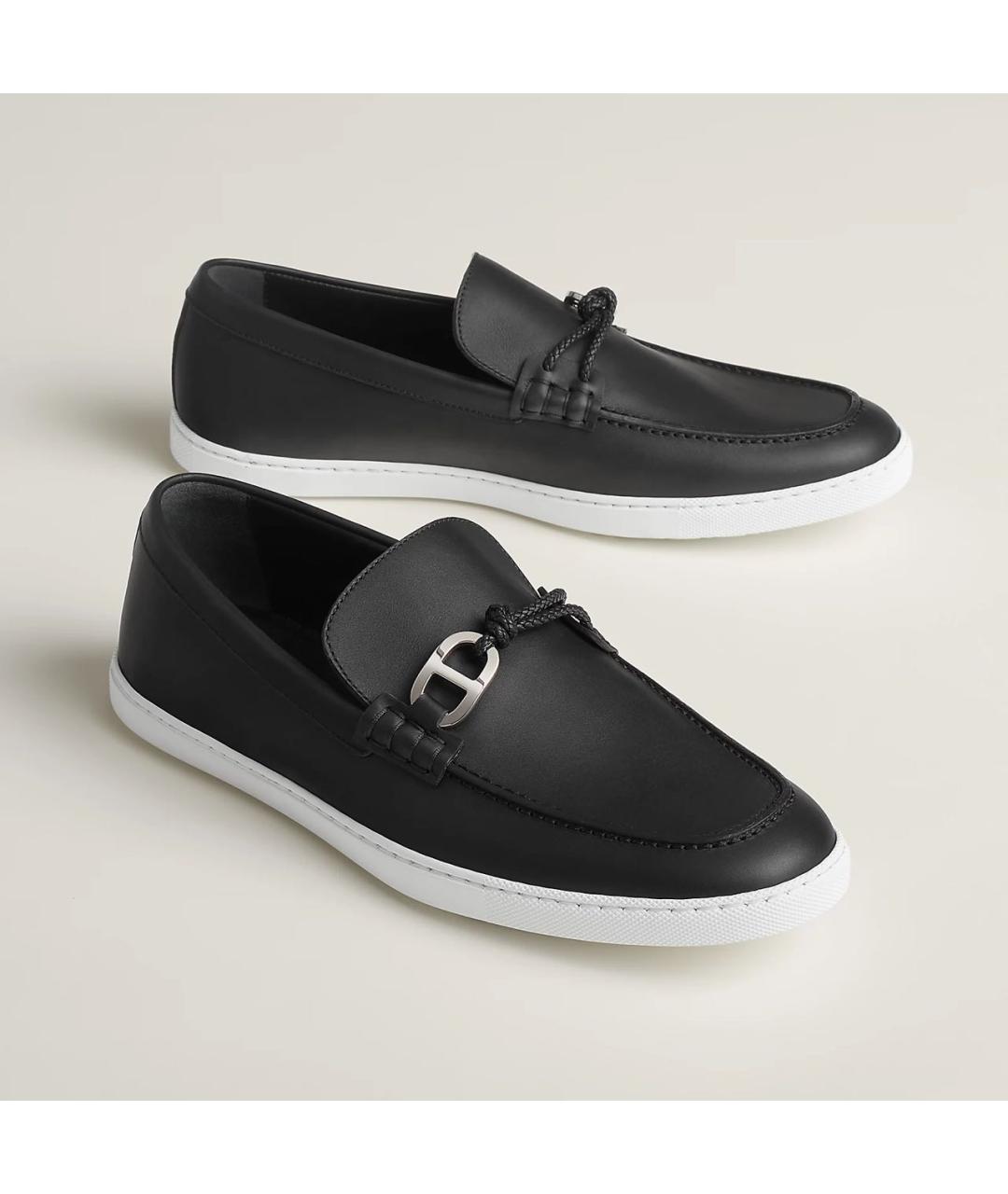 HERMES Черные кожаные лоферы, фото 4