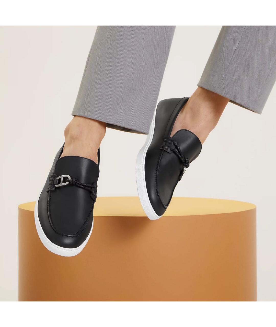 HERMES Черные кожаные лоферы, фото 2