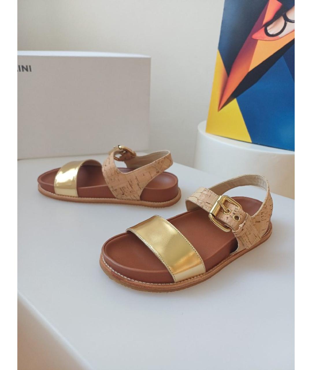 POLLINI Коричневые кожаные босоножки, фото 5