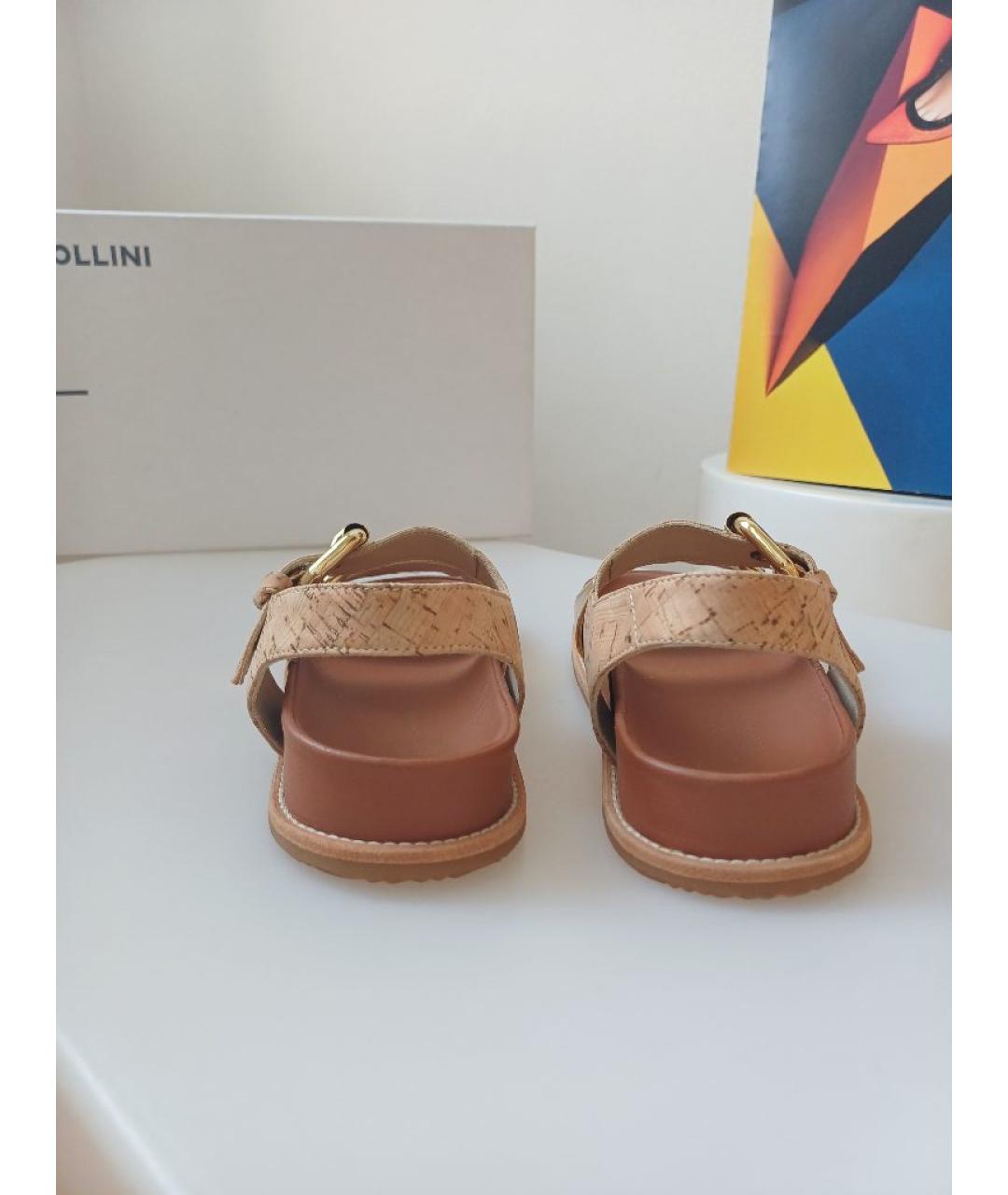 POLLINI Коричневые кожаные босоножки, фото 8