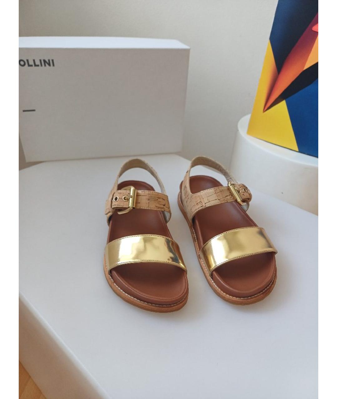 POLLINI Коричневые кожаные босоножки, фото 6