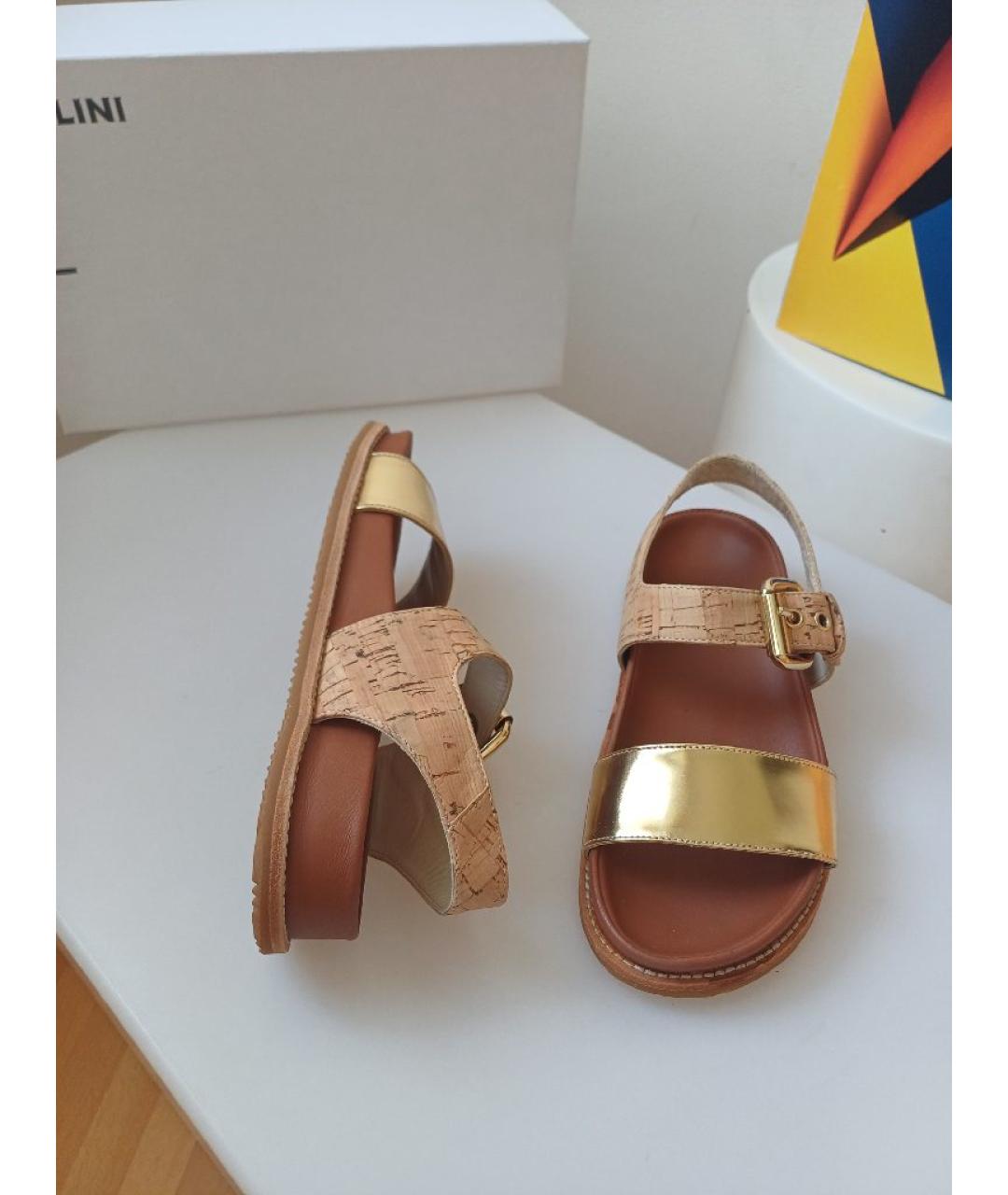 POLLINI Коричневые кожаные босоножки, фото 4