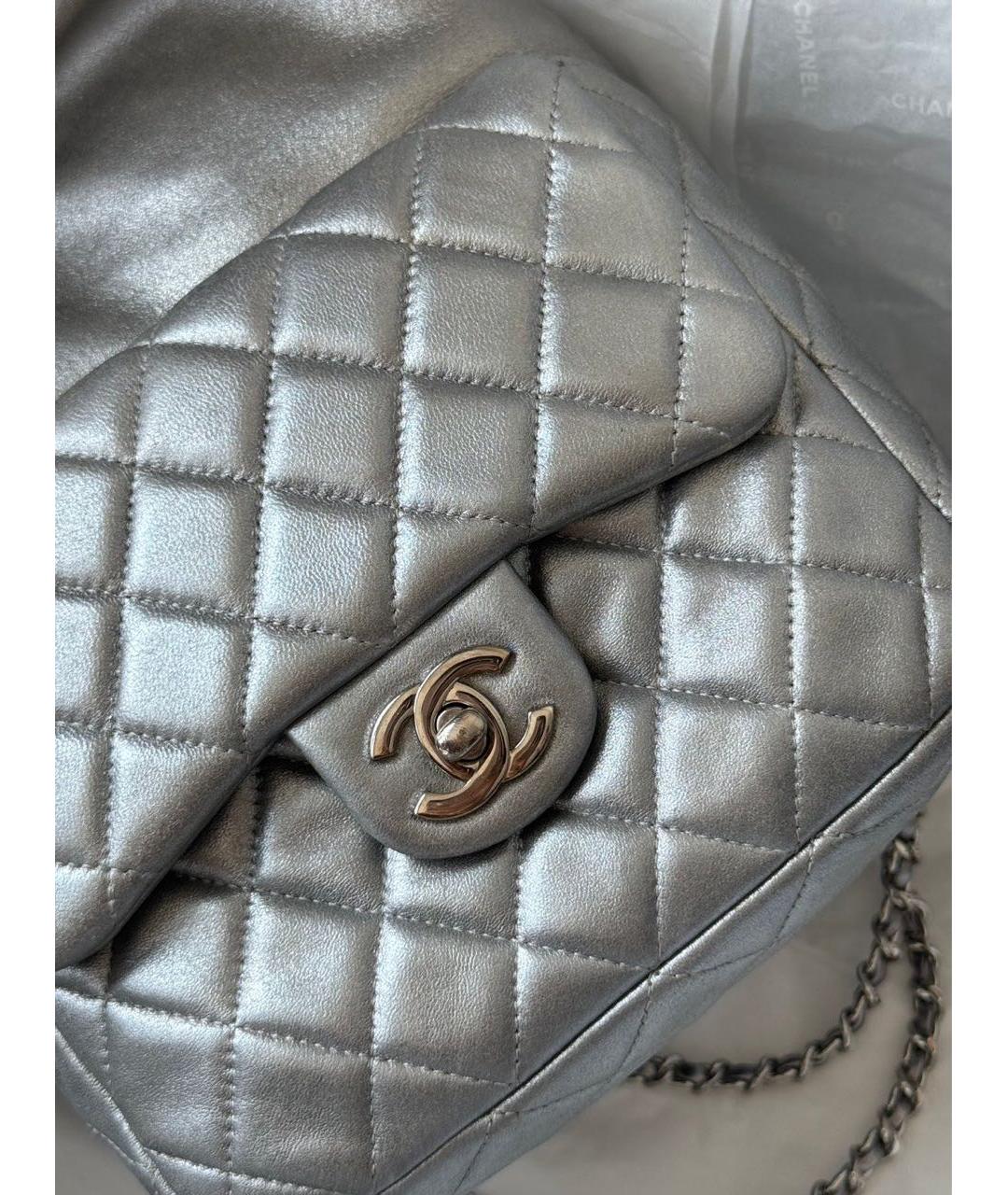 CHANEL Серебрянный кожаный рюкзак, фото 3