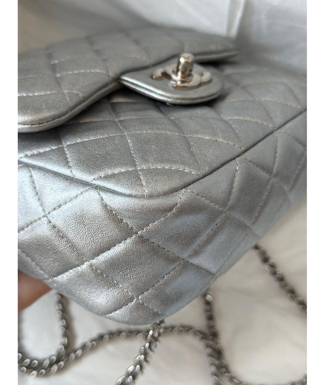 CHANEL Серебрянный кожаный рюкзак, фото 5
