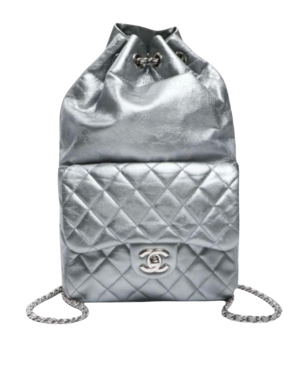 CHANEL Серебрянный кожаный рюкзак, фото 1