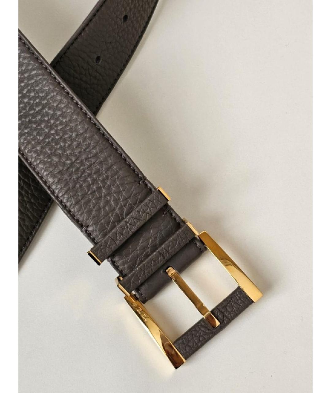 LORO PIANA Серый кожаный ремень, фото 3